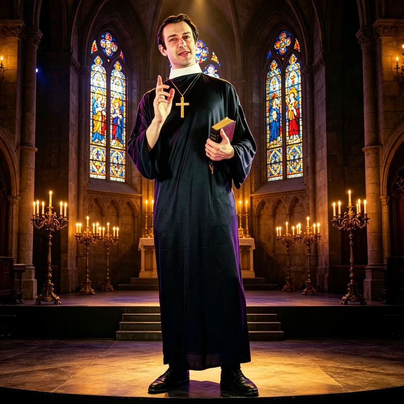 Men Formal Wear Set - Classic Male Priest Stage Performance Costume
