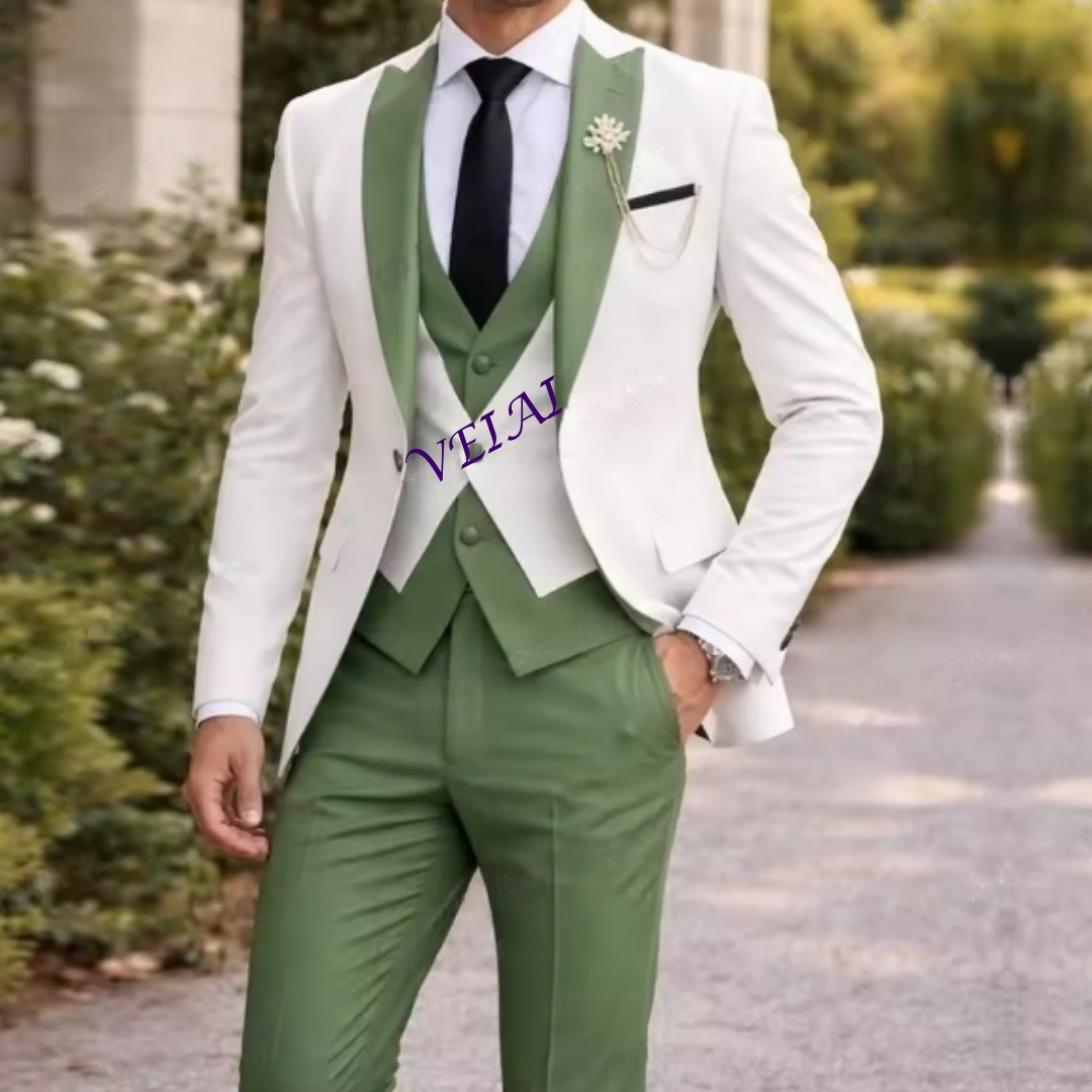Young Men Formal Wear - CustomizedNew White And Mint Green Formal