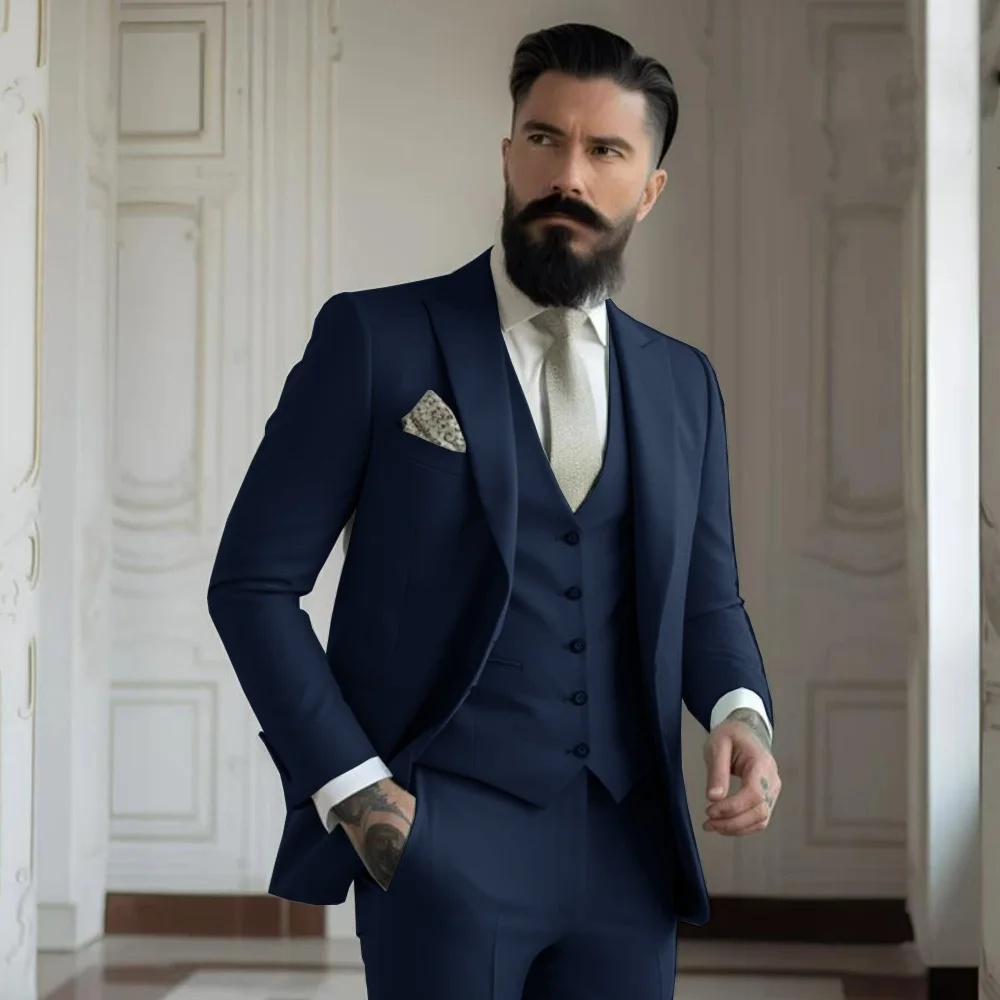 3 Pieces Post Khaki Suits Men  - Men Formal Wear Dress 评论和价格