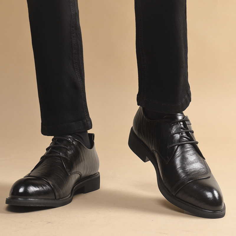 Leather Oxford Shoes With Meta - Men Formal Wear Dress 评论和价格