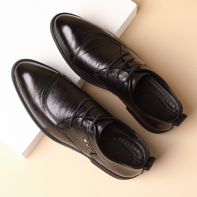 Leather Oxford Shoes With Meta - Men Formal Wear Dress 评论和价格