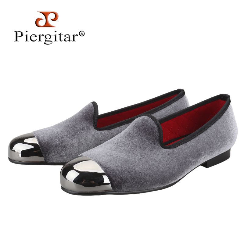 Piergitar Gray Velvet Slip-On  - Men'S Formal Wear Slippers 评论和价格