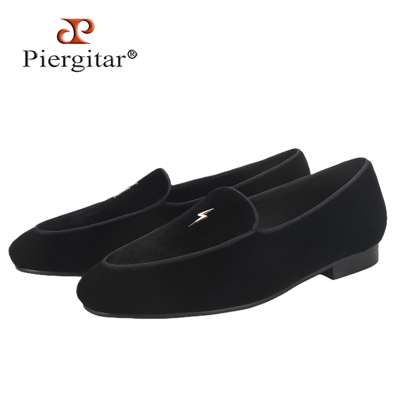 Piergitar Black Color Velvet M - Men'S Formal Wear Slippers 评论和价格