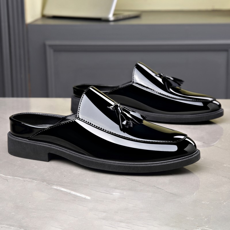 Men Black Patent Leather Mules - Men'S Formal Wear Slippers 评论和价格