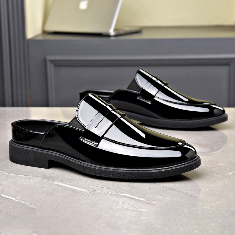Men Black Patent Leather Mules - Men'S Formal Wear Slippers 评论和价格