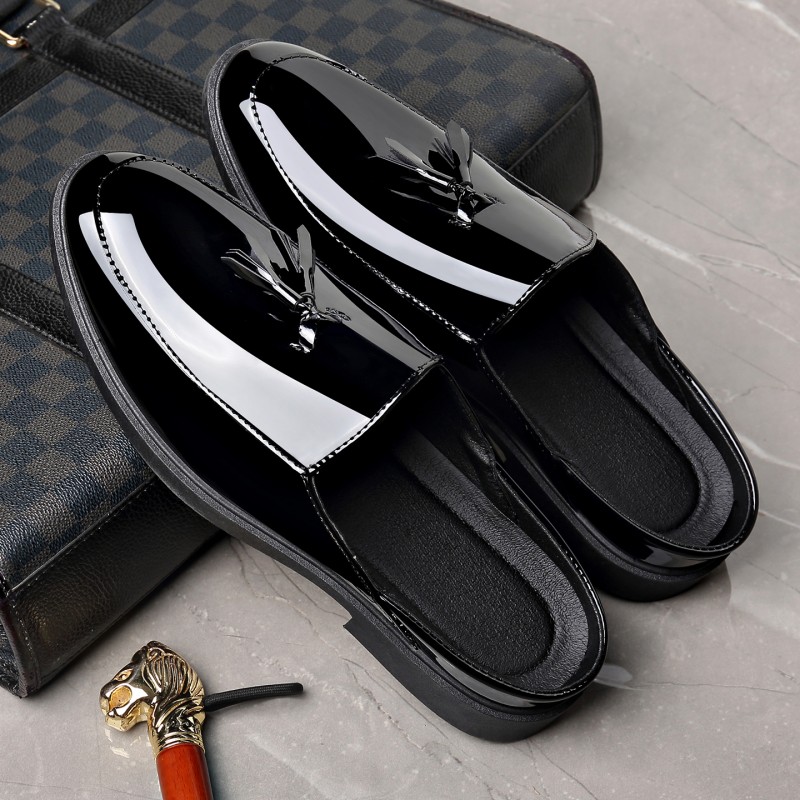 Men Black Patent Leather Mules - Men'S Formal Wear Slippers 评论和价格
