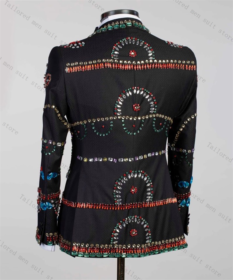 Crystals Men Suit Set 2 Pieces - Men Formal Wear With Coat 评论和价格