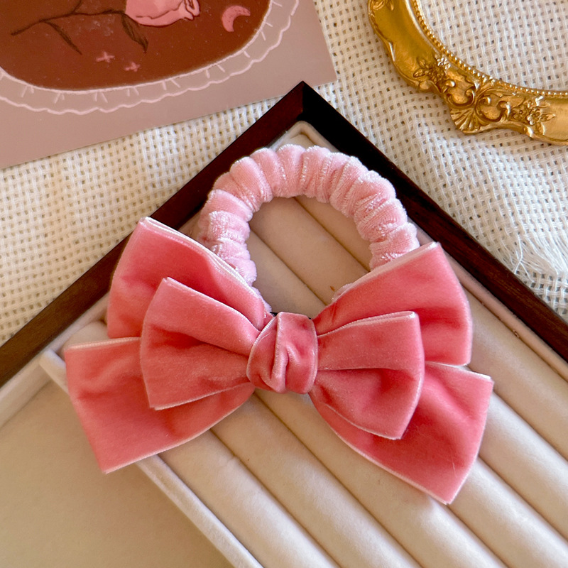 Cute Red Velvet Bow Hair Ties  - Tie Bar Clip 评论和价格