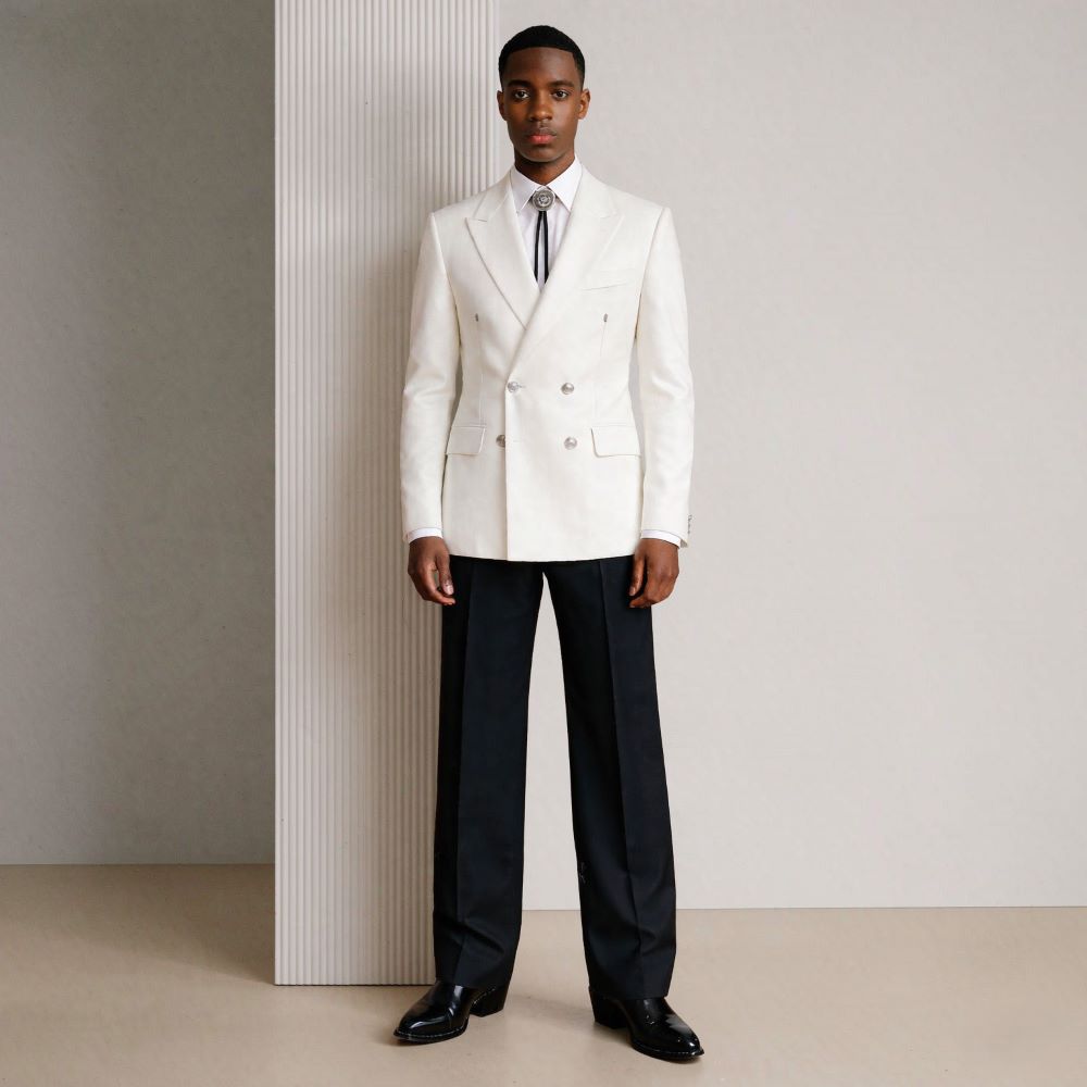 Men 2 Pieces Relaxed Slim Suit - Men Linen Formal Wear 评论和价格