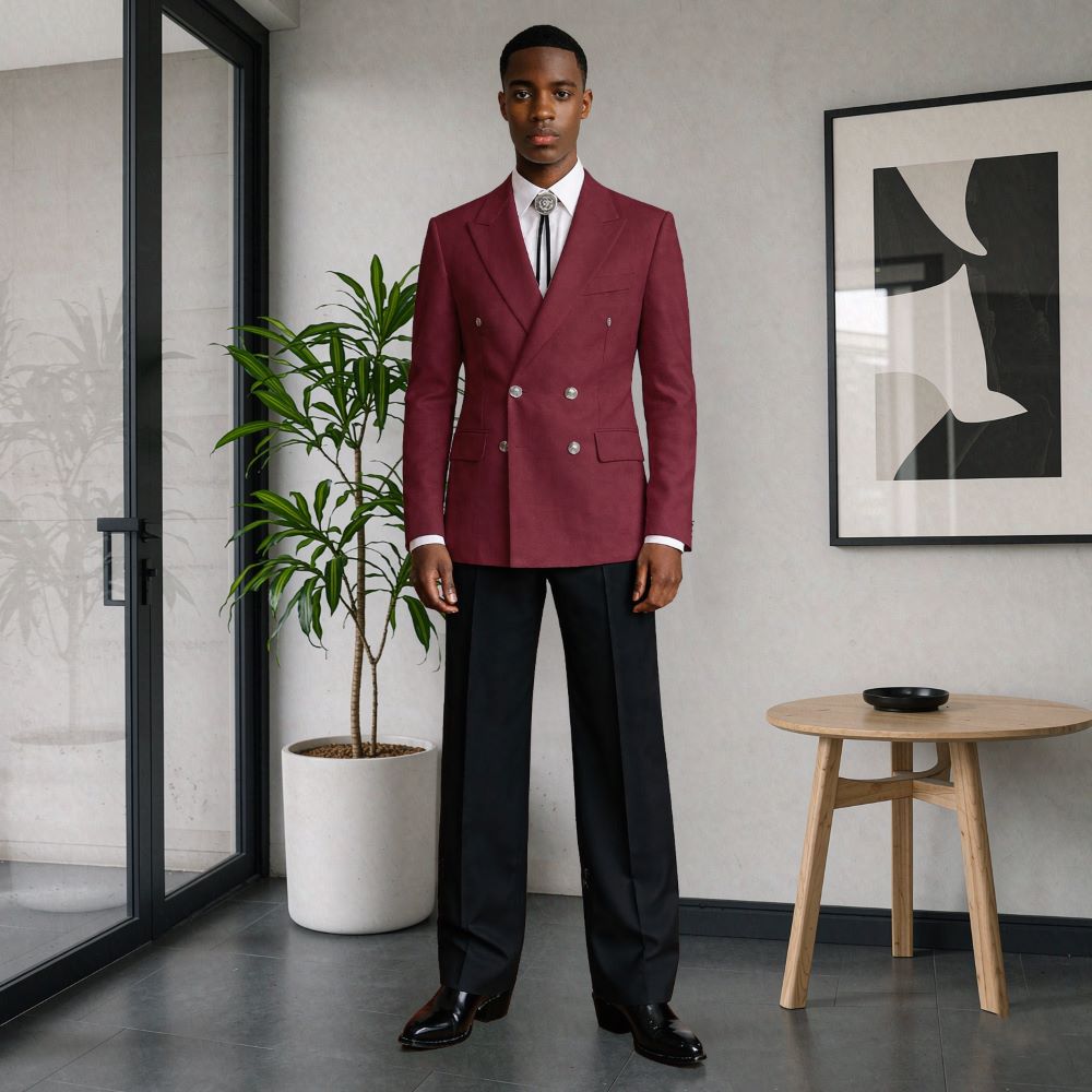 Men 2 Pieces Relaxed Slim Suit - Men Linen Formal Wear 评论和价格