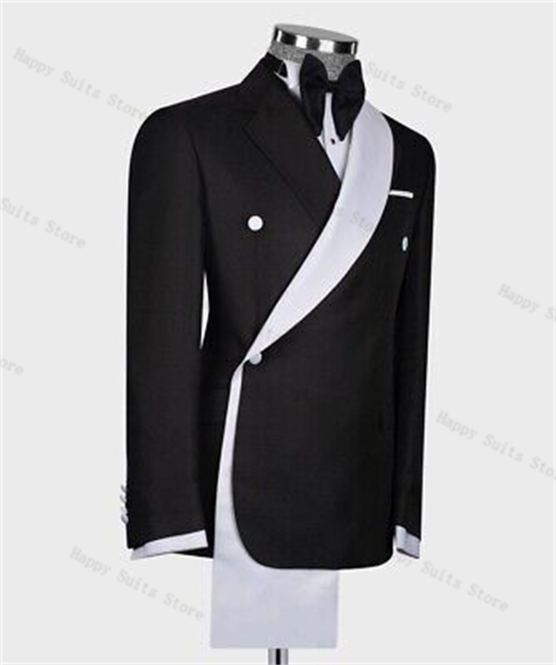 Black White Men Suit Set 2 Pie - Men Formal Wear With Coat 评论和价格