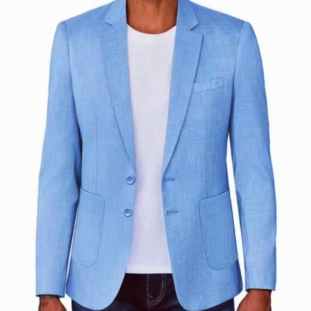 Slim Fit Men's Beige/Blue Line - Men Linen Formal Wear 评论和价格