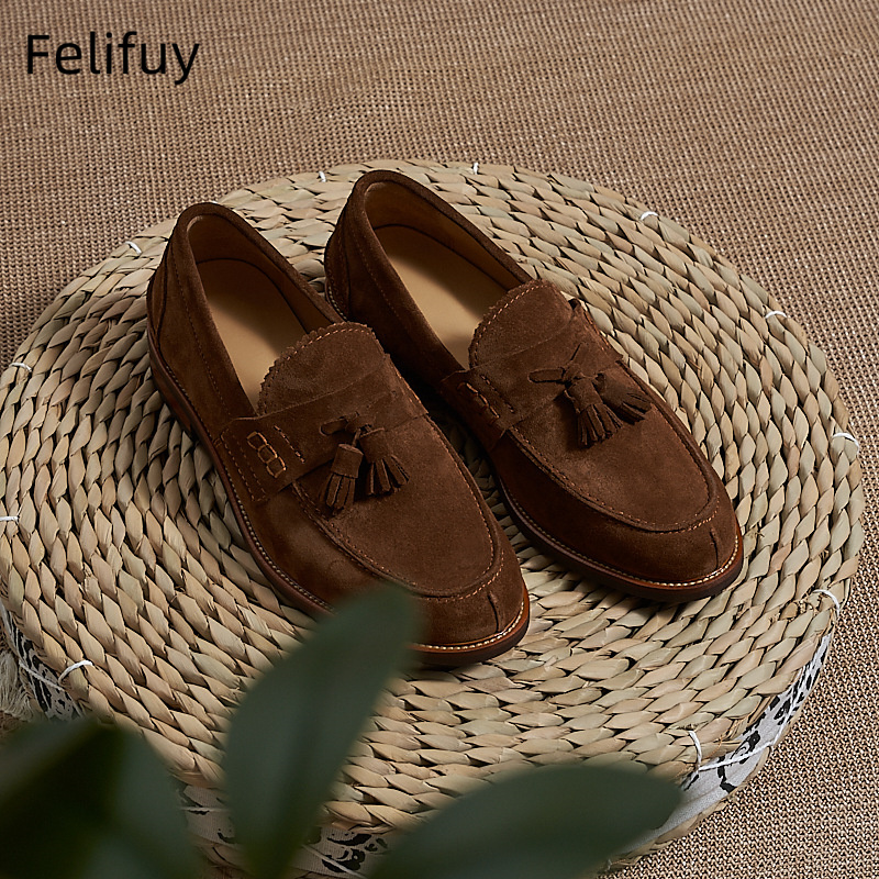 New Brown Men Flat Loafers Cow - Men Formal Wear Dress 评论和价格