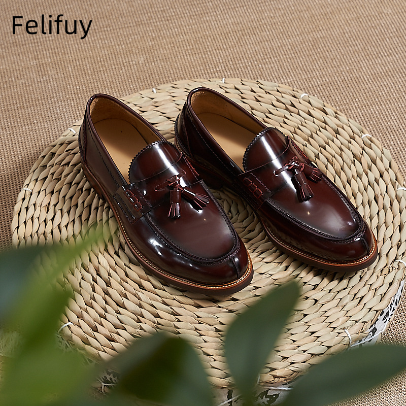 New Brown Men Flat Loafers Cow - Men Formal Wear Dress 评论和价格