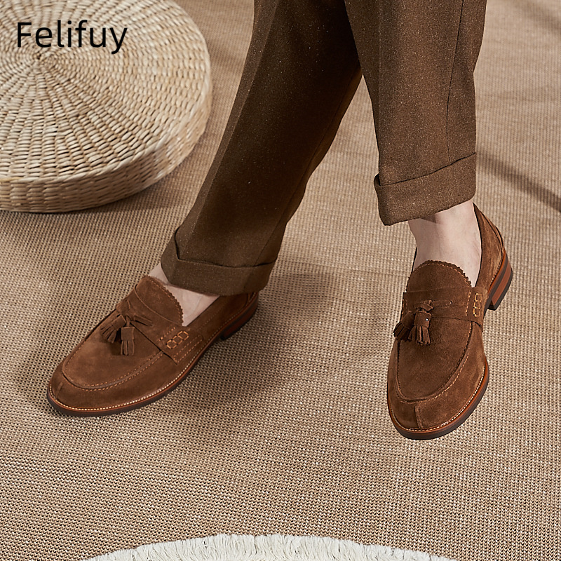 New Brown Men Flat Loafers Cow - Men Formal Wear Dress 评论和价格