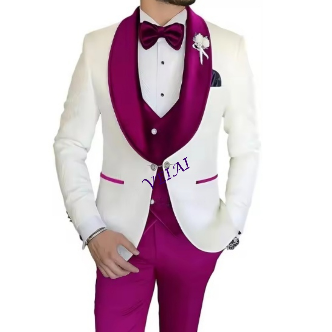 Customized Slim Fit 3 Piece Tu - Men Formal Wear Combination 评论和价格