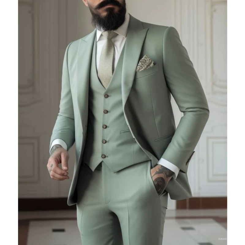 Light green Suits Men Suits 3  - Men Formal Wear Dress 评论和价格
