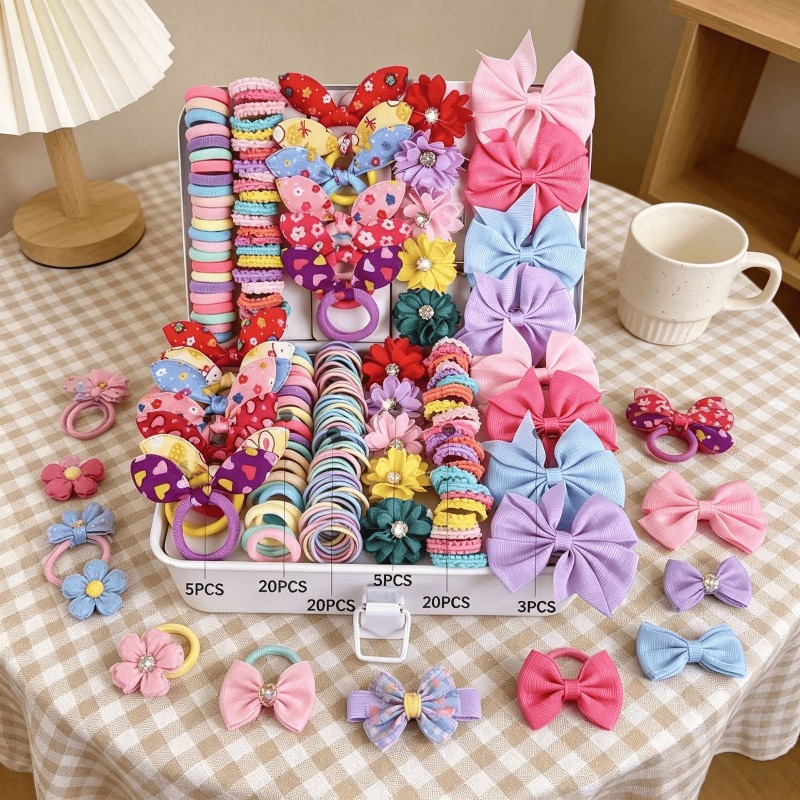 73PCS   New Fabric Girls Hair  - Tie Bar Clip 评论和价格