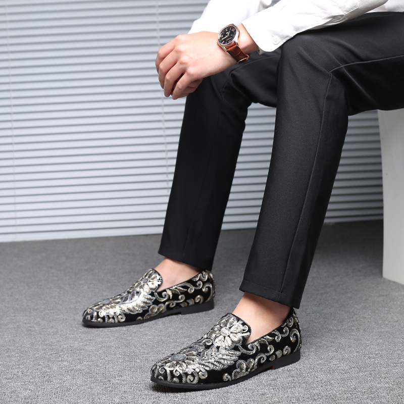 Men Velvet Loafers With Gold E - Men'S Formal Wear Slippers 评论和价格