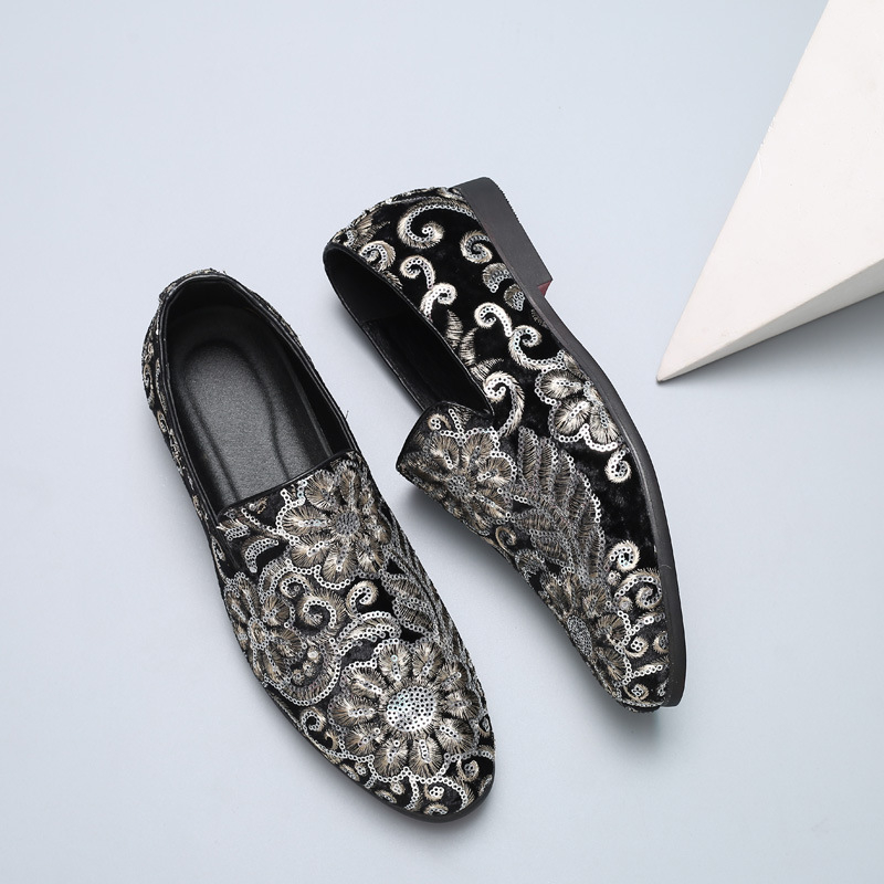 Men Velvet Loafers With Gold E - Men'S Formal Wear Slippers 评论和价格