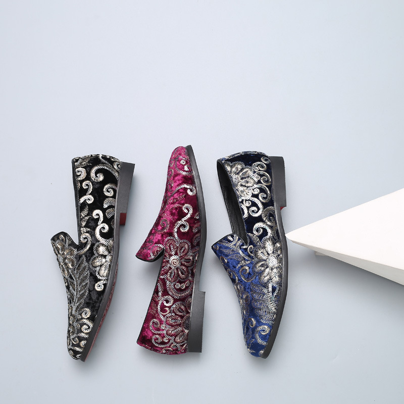 Men Velvet Loafers With Gold E - Men'S Formal Wear Slippers 评论和价格